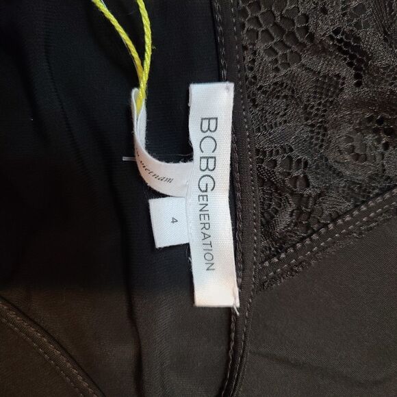 BCBGeneration Black Wrap Style Lace Dress NWT Size 4 - Picture 8 of 9
